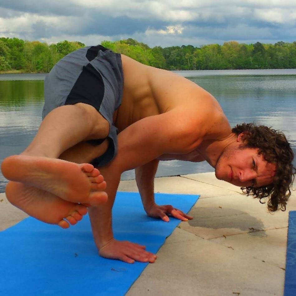 Leading yoga on the lake